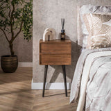 Mesita de noche Lio – Acacia Drift Brown – 2 Cajones 