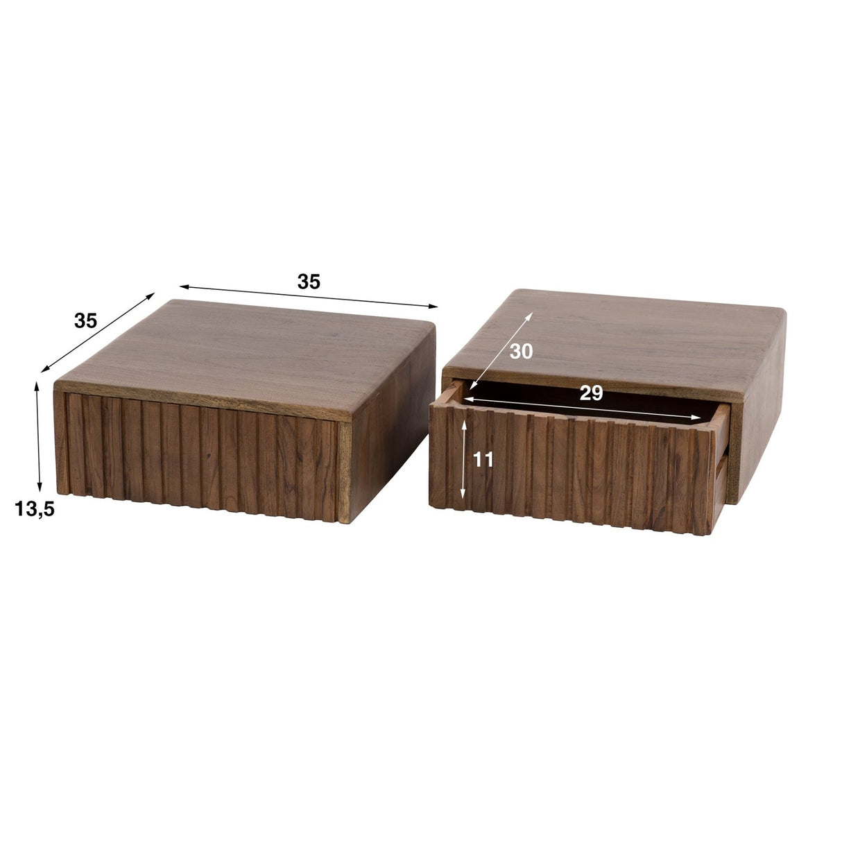 Mesita de noche flotante de madera de acacia color marrón ceniza – 1 cajón 