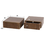 Mesita de noche flotante de madera de acacia color marrón ceniza – 1 cajón 