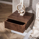 Mesita de noche flotante de madera de acacia color marrón ceniza – 1 cajón 