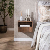 Mesita de noche flotante Acacia Drift Brown – 1 cajón 