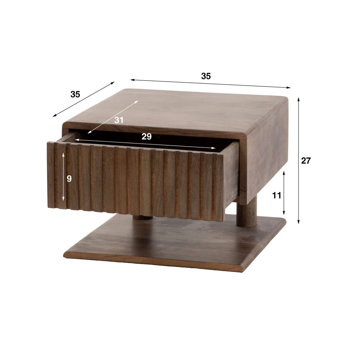 Zwevend Nachtkastje Acacia Drift Brown – 1 Lade 35 cm