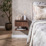 Mesita de noche flotante Acacia Drift Brown – 1 cajón 35 cm 