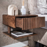 Mesita de noche flotante Acacia Drift Brown – 1 cajón 35 cm 