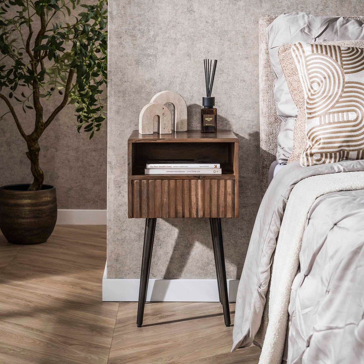 Nachtkastje Dex Acaciahout Drift Brown - 1 Lade