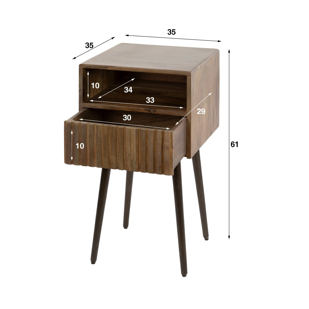Nachtkastje Dex Acaciahout Drift Brown - 1 Lade