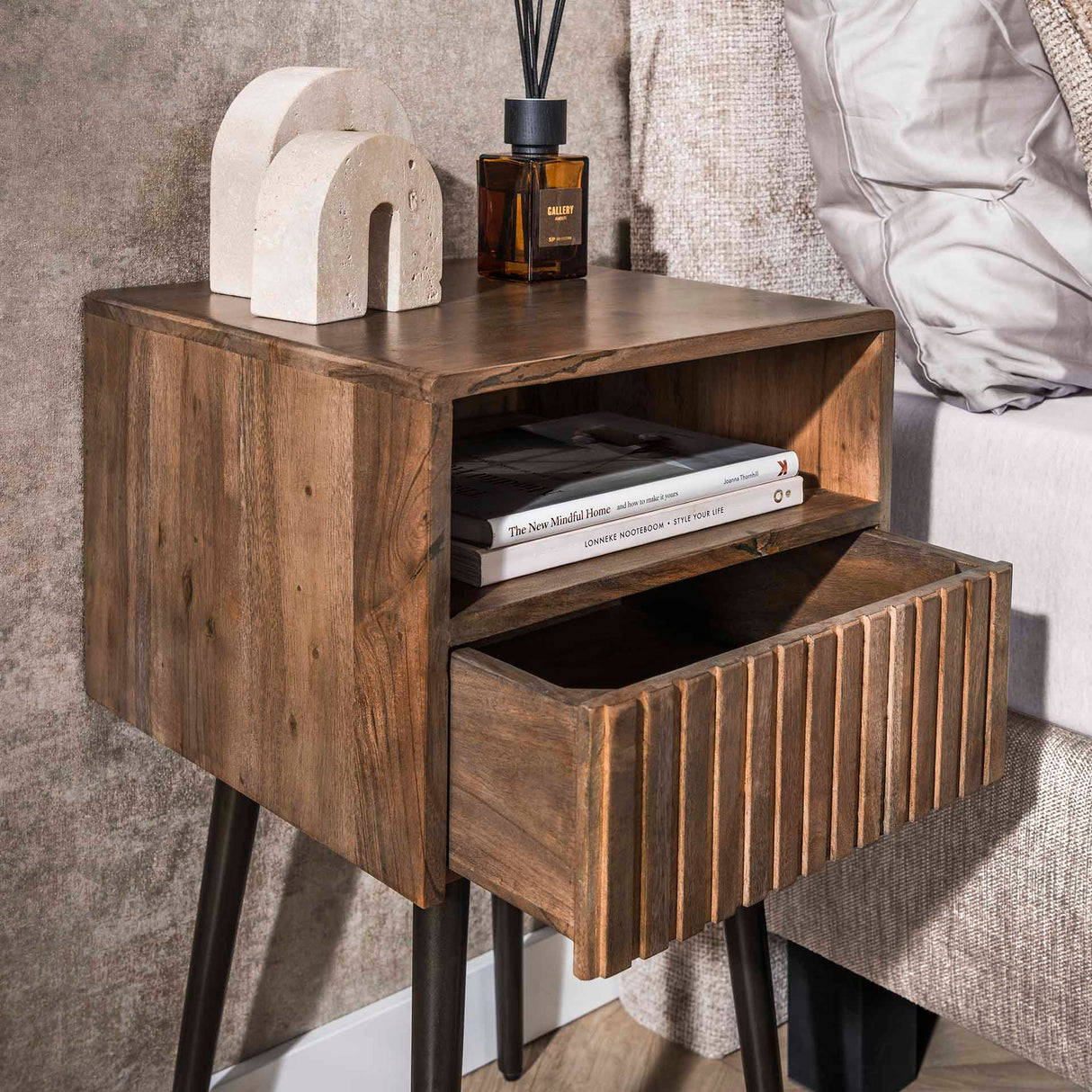 Nachtkastje Dex Acaciahout Drift Brown - 1 Lade