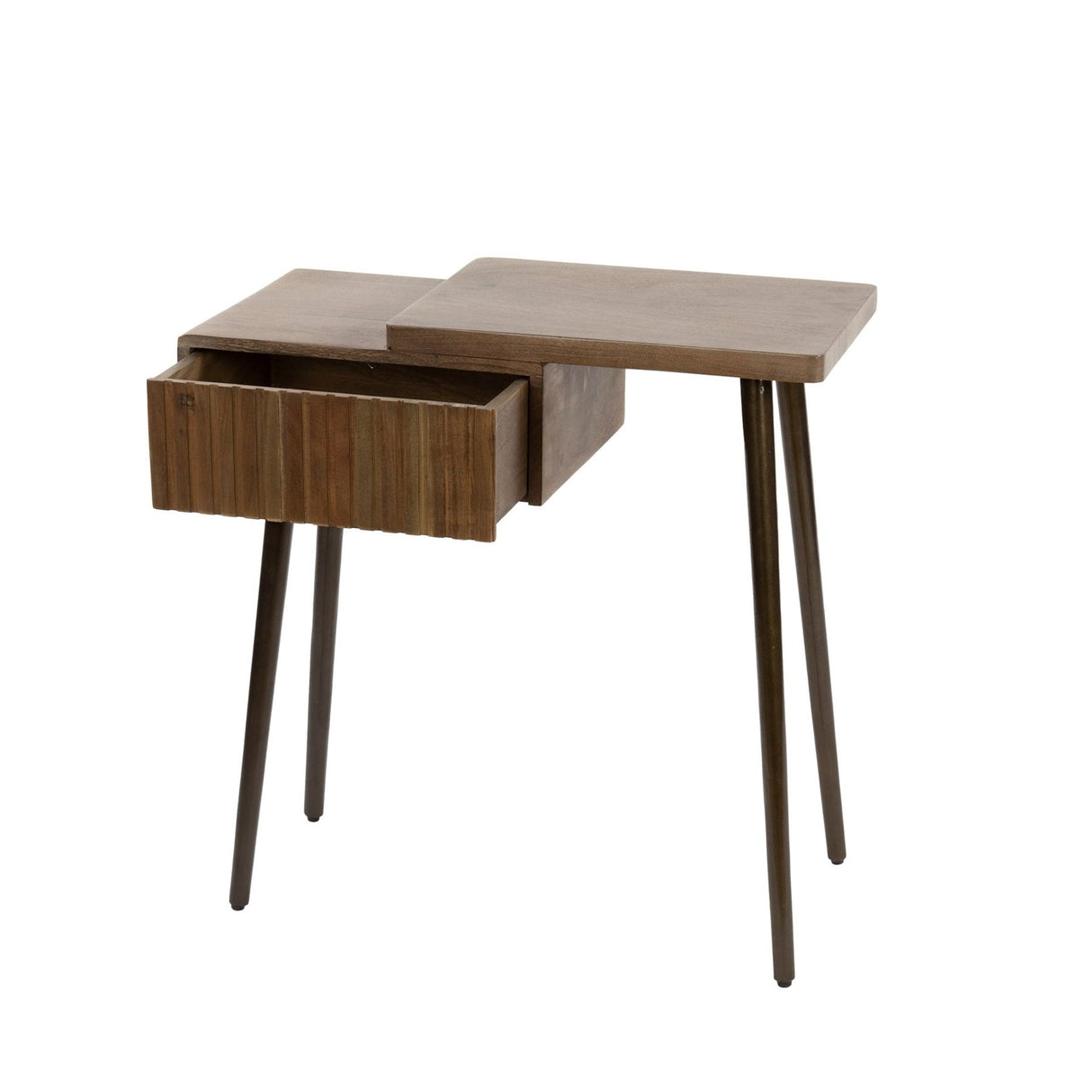 Nachtkastje Oslo Rechts - Massief Acacia Drift Brown (1 lade)