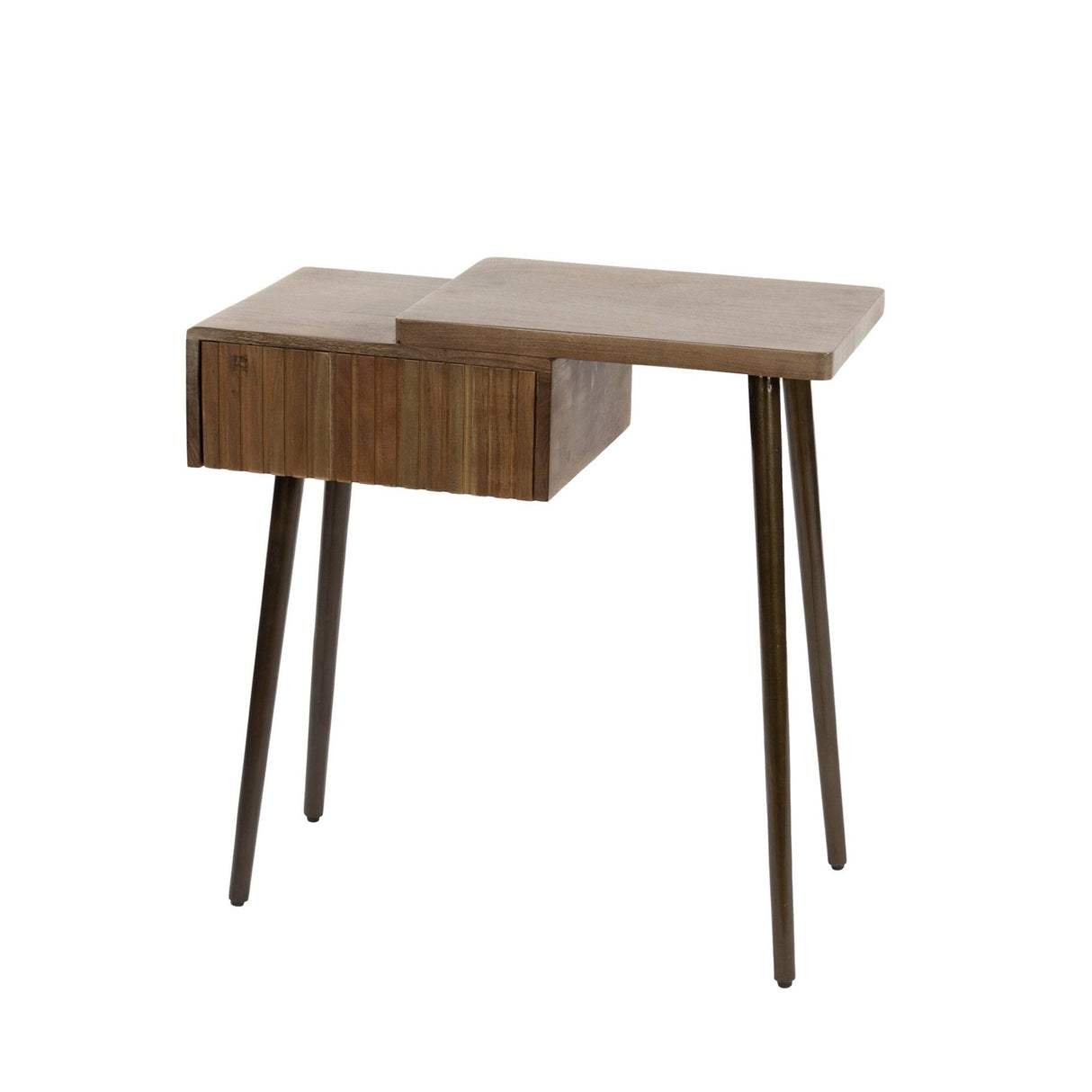 Nachtkastje Oslo Rechts - Massief Acacia Drift Brown (1 lade)