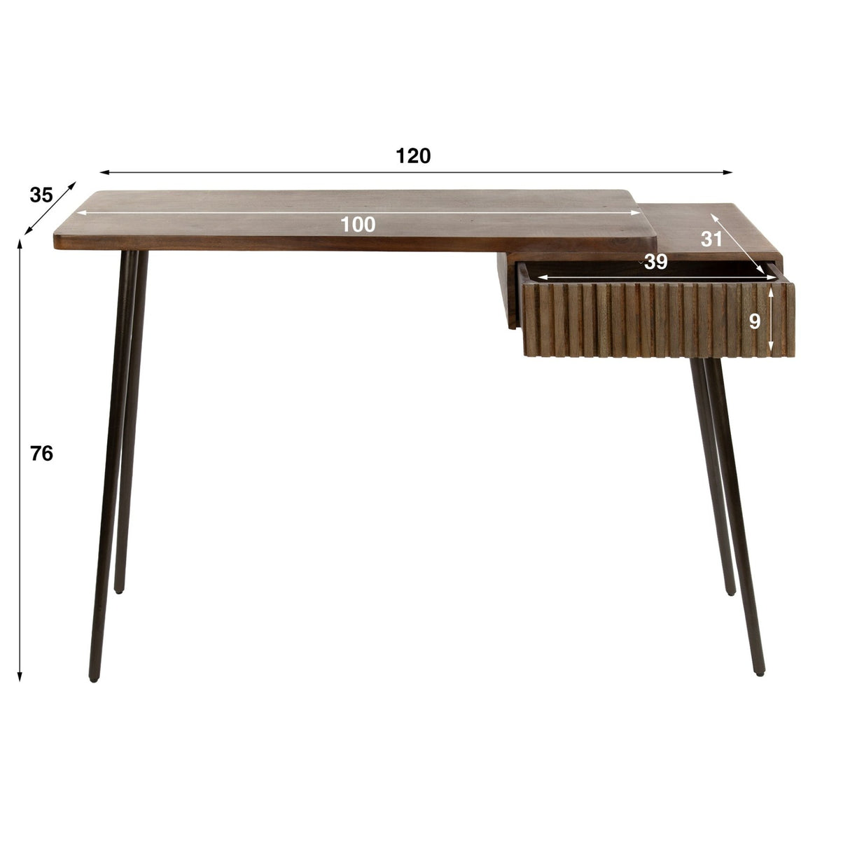 Kaptafel Elin - Massief Acacia Drift Brown 120 cm