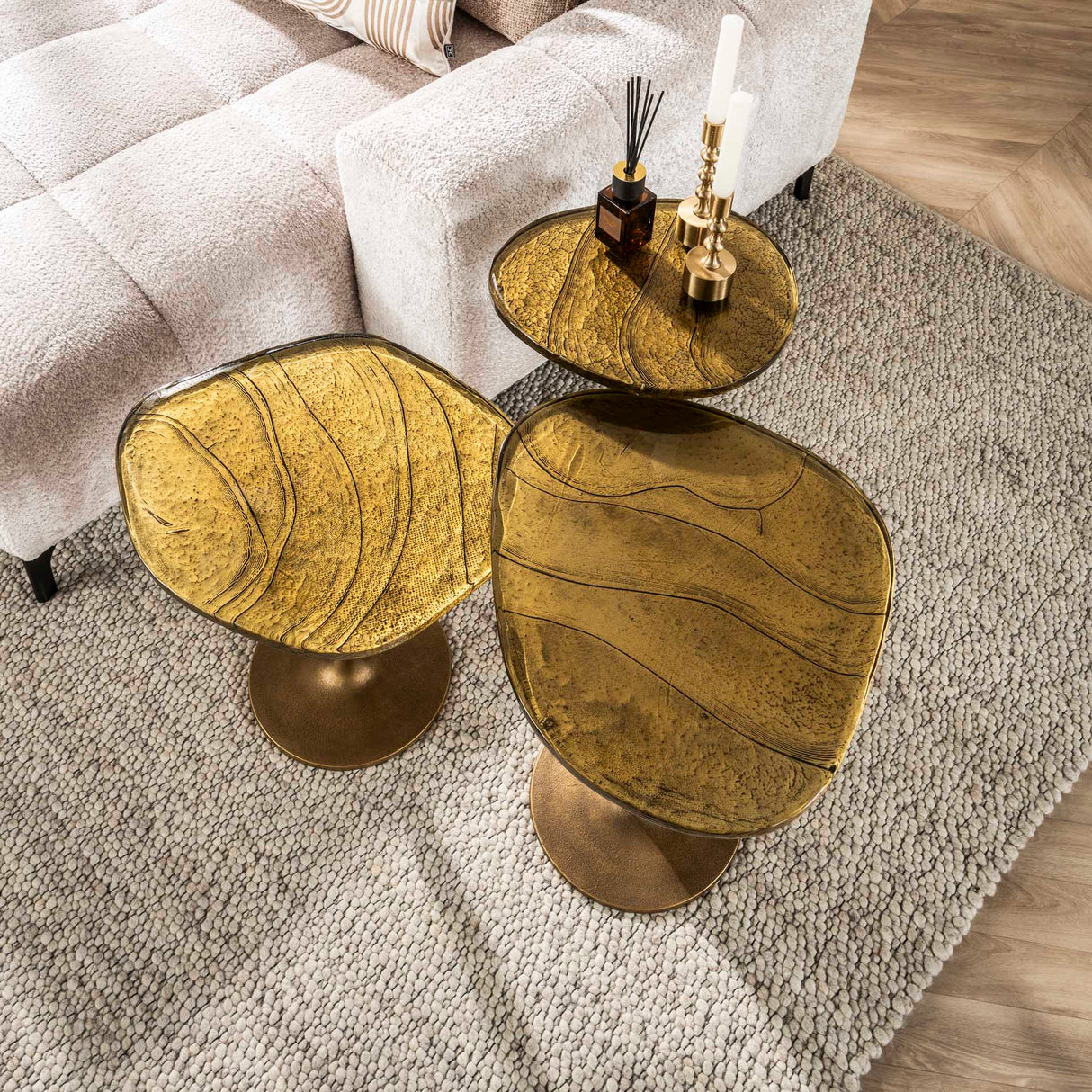 Bijzettafel Nola in Antiek Goud - 60 cm hoog