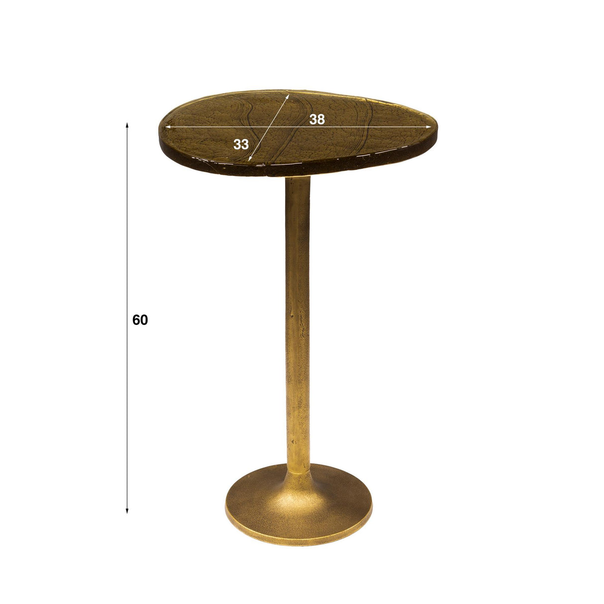 Bijzettafel Nola in Antiek Goud - 60 cm hoog