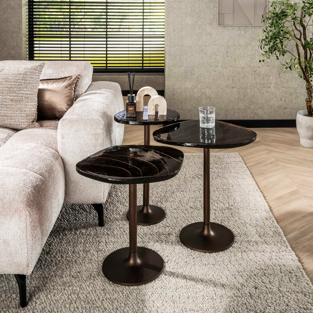 Bijzettafel Copper Glow M – Antiek Koper, 50x42x55 cm