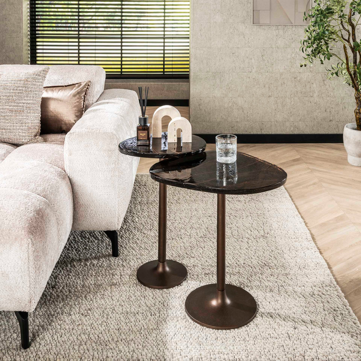 Bijzettafel Copper Glow M – Antiek Koper, 50x42x55 cm