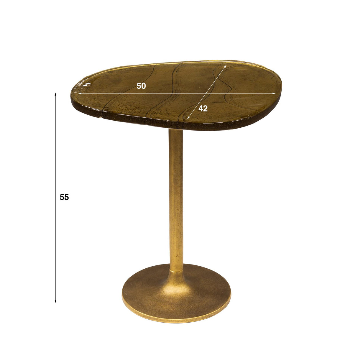 Bijzettafel Aurora M - Antiek Goud 50x55 cm