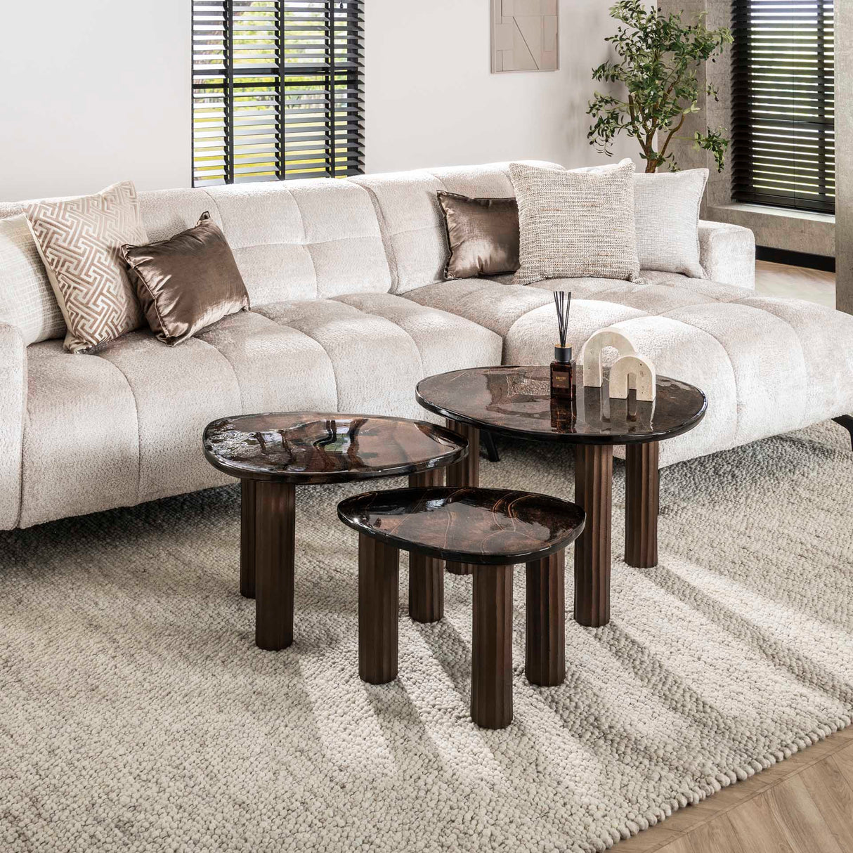 Salontafel Aura M antiek koper 62x45 cm