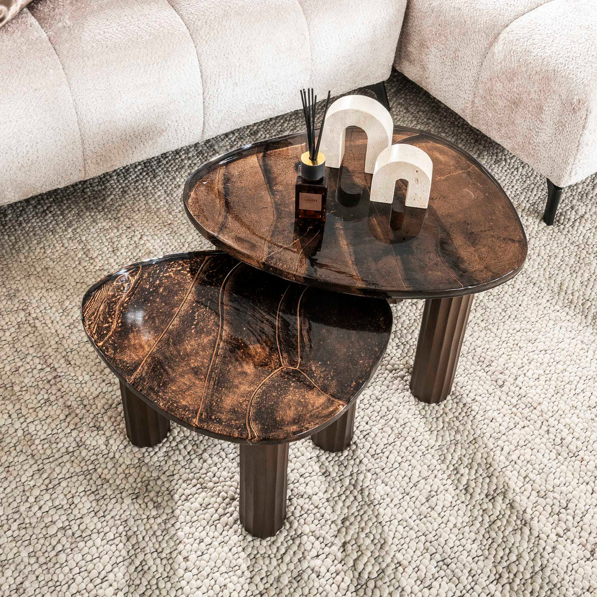 Salontafel Aura M antiek koper 62x45 cm