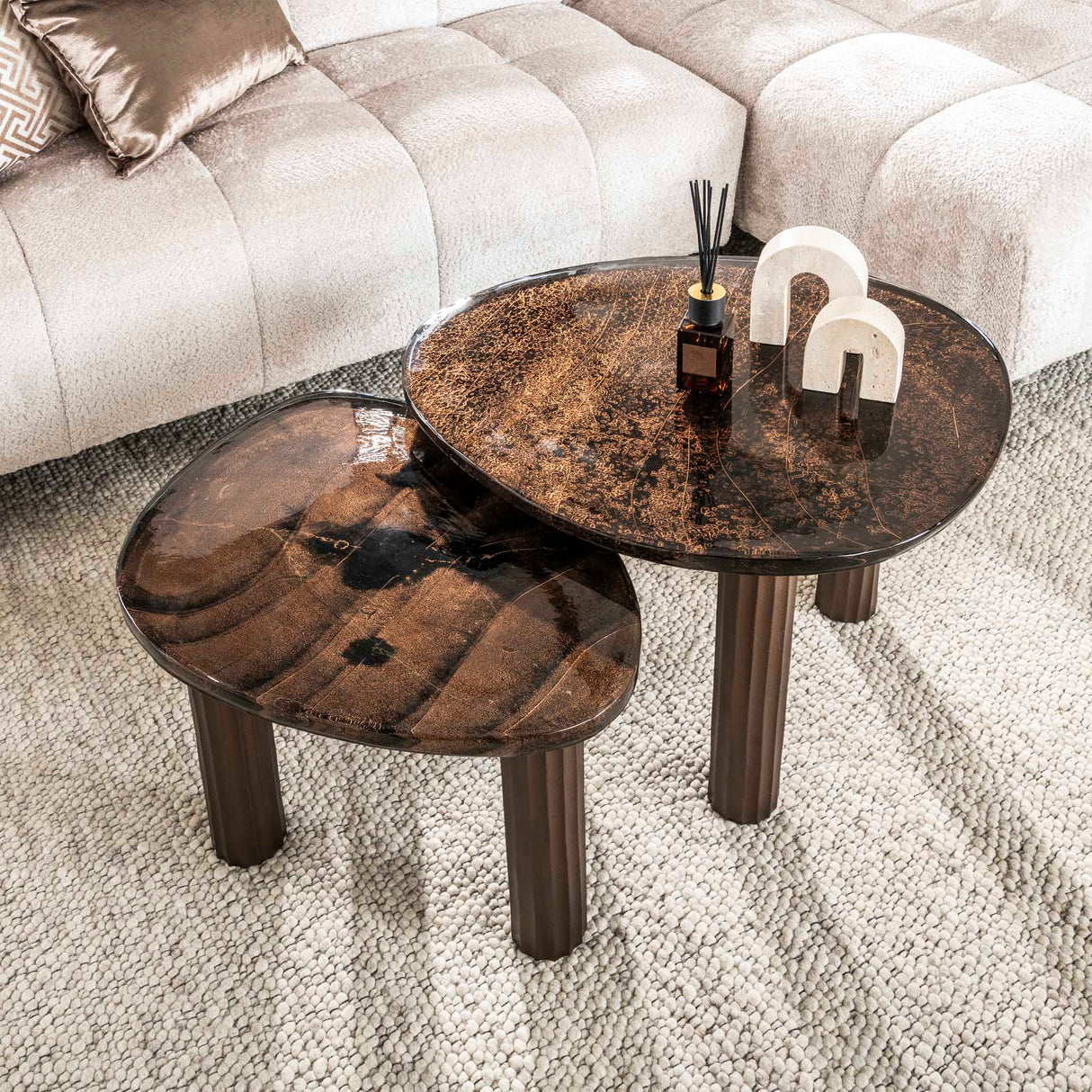Salontafel Aura M antiek koper 62x45 cm