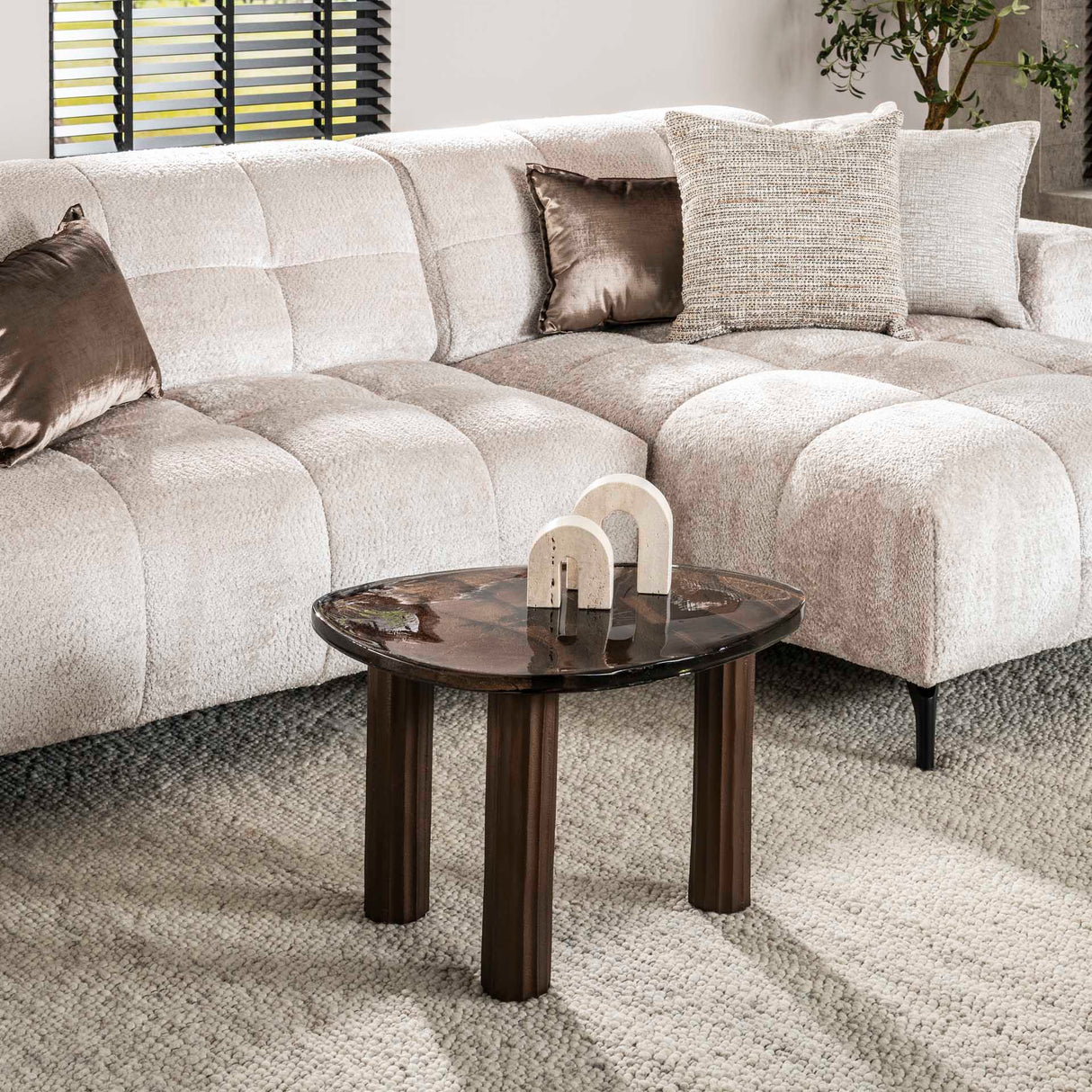 Salontafel Aura M antiek koper 62x45 cm