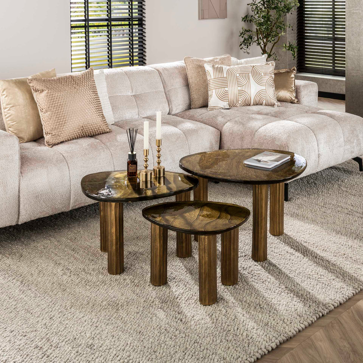 Salontafel Luna Antiek Goud 62x45x40 cm