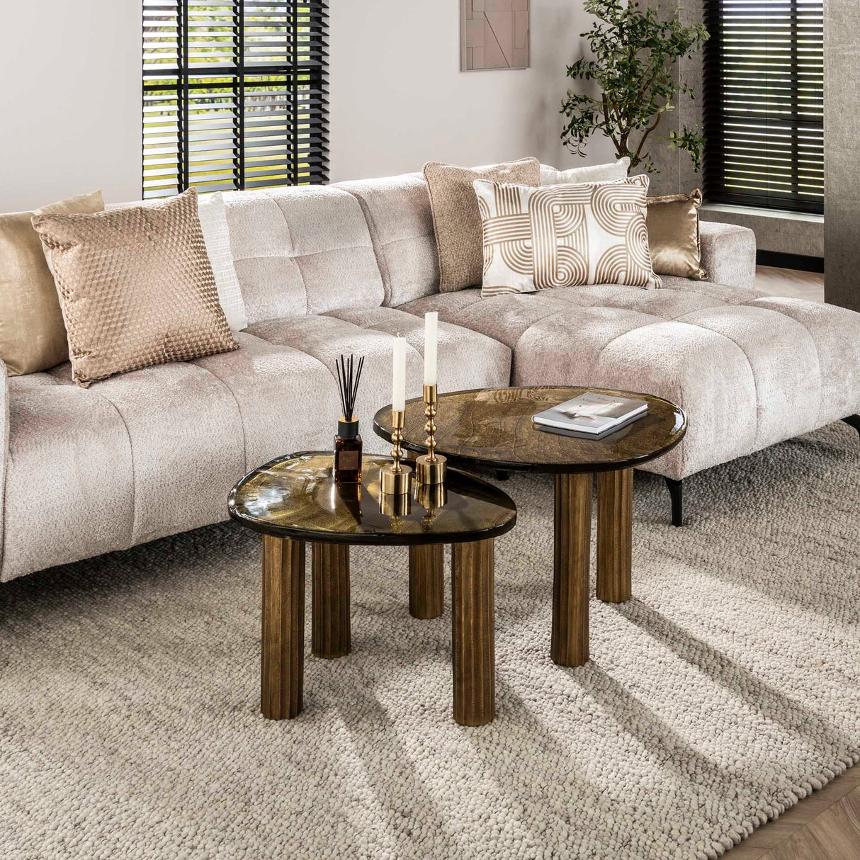 Salontafel Luna Antiek Goud 62x45x40 cm