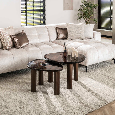 Mesa de centro Vesta L de cobre antiguo 70x59 cm 