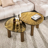 Organische salontafel Aurora L – Antiek goud – 70x59 cm