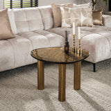 Mesa de centro orgánica Aurora L – Oro antiguo – 70x59 cm 