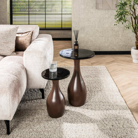 Mesa auxiliar Vesta en forma de gota - Cobre envejecido - 30x30x45 cm 
