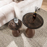 Mesa auxiliar Vesta en forma de gota - Cobre envejecido - 30x30x45 cm 