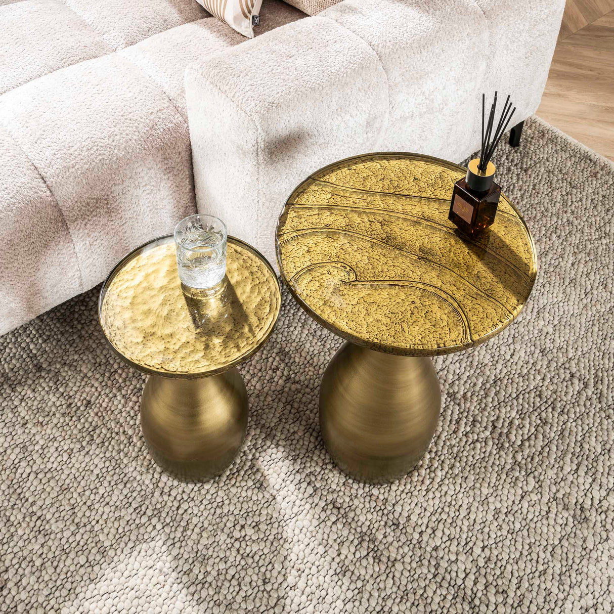 Bijzettafel Druppel S - Antiek Goud - 30x30x45 cm