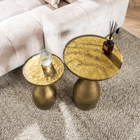 Bijzettafel Druppel S - Antiek Goud - 30x30x45 cm