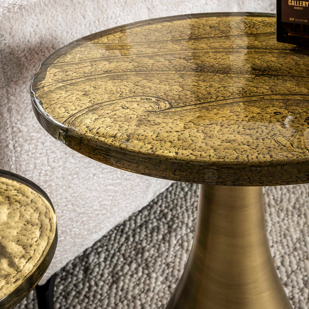 Bijzettafel Druppel S - Antiek Goud - 30x30x45 cm