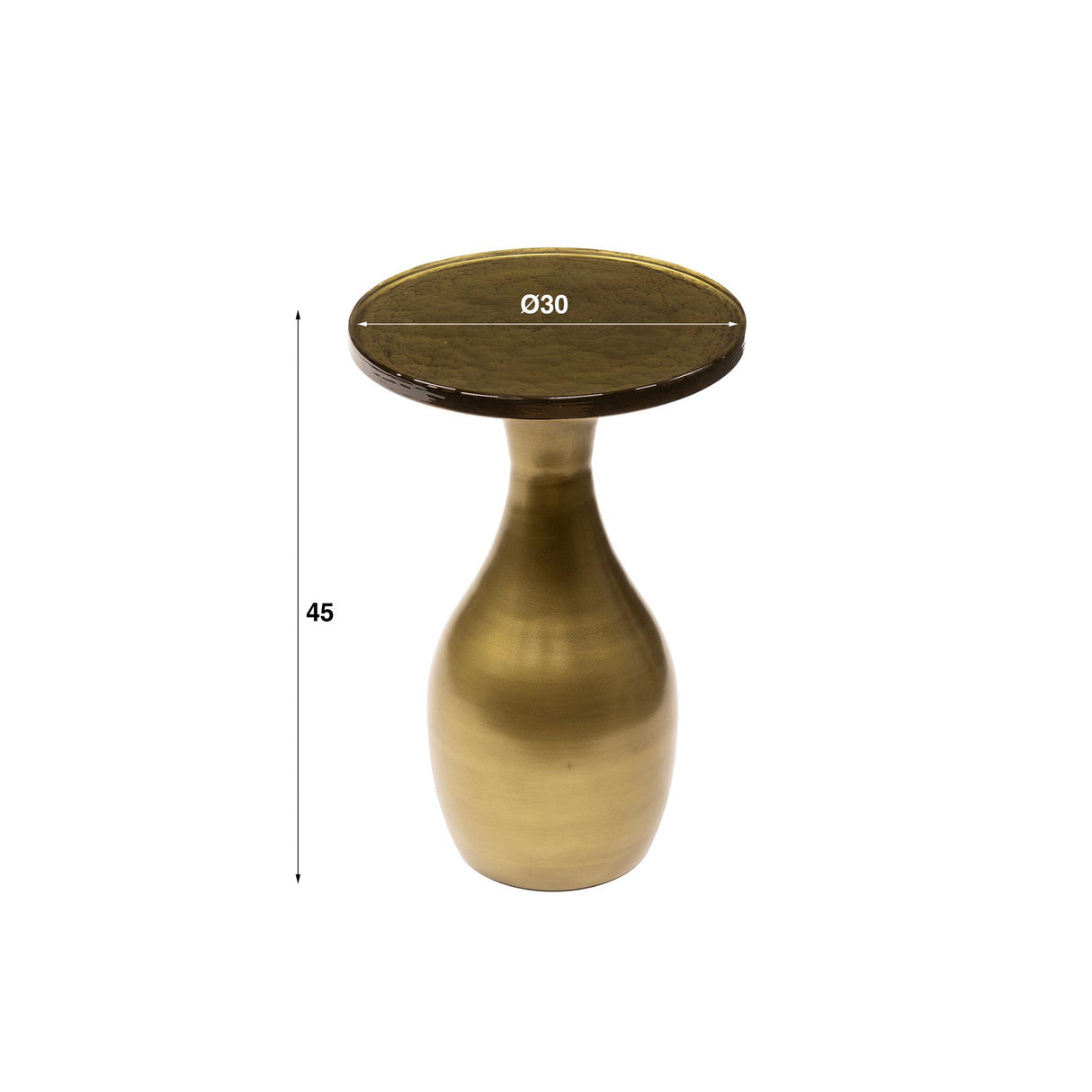 Bijzettafel Druppel S - Antiek Goud - 30x30x45 cm