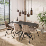 Eettafel Jax Deens Ovaal 180 cm - Grijs Metallic