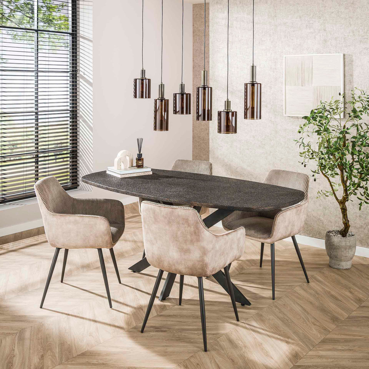 Eettafel Jax Deens Ovaal 180 cm - Grijs Metallic