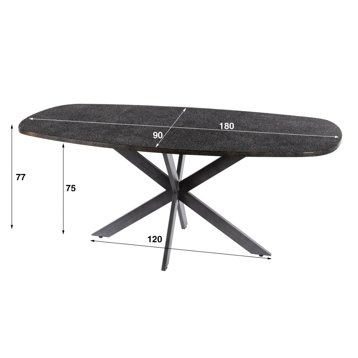 Eettafel Jax Deens Ovaal 180 cm - Grijs Metallic