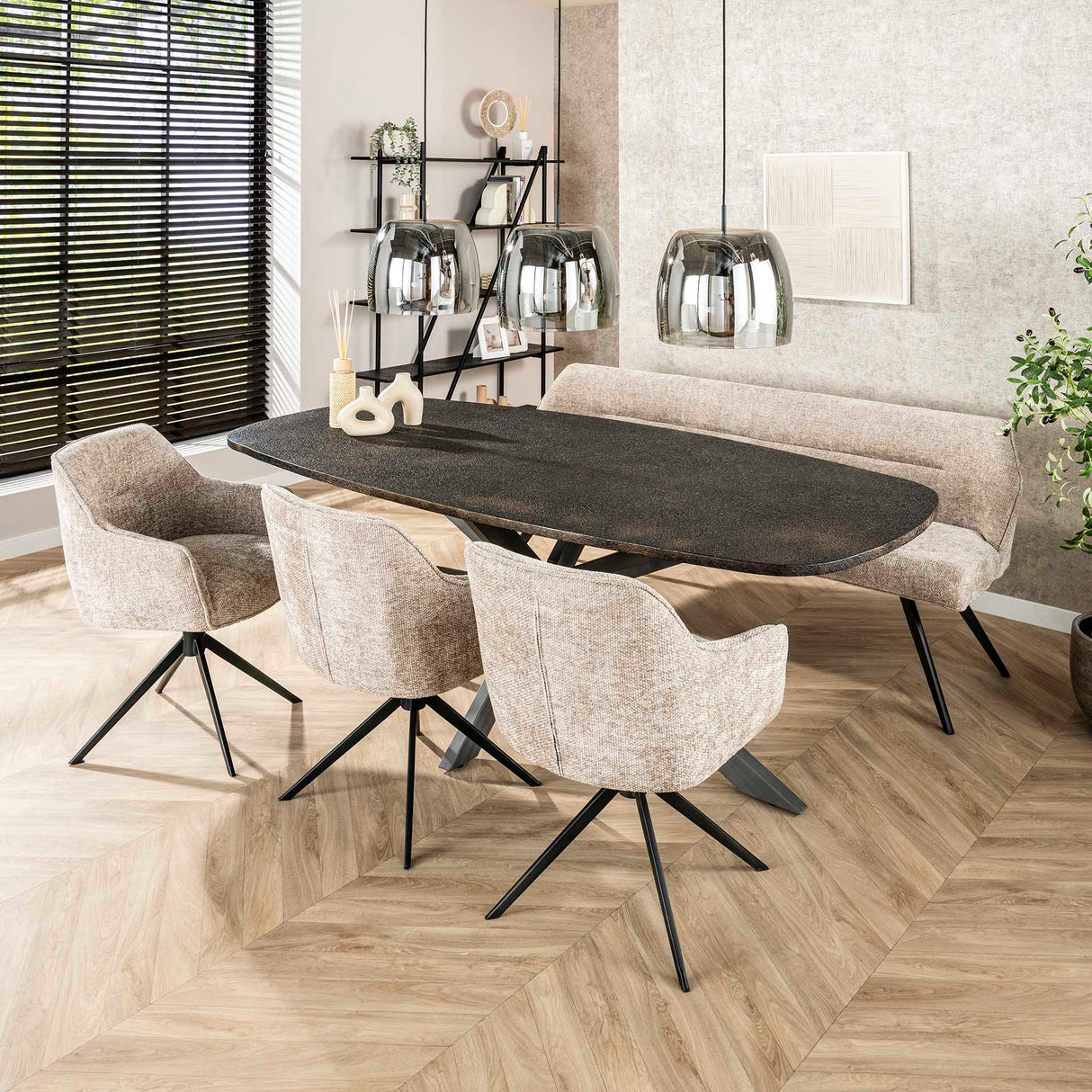 Eettafel Nova Deens Ovaal 215x105 cm - Grijs Metallic