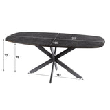 Eettafel Nova Deens Ovaal 215x105 cm - Grijs Metallic
