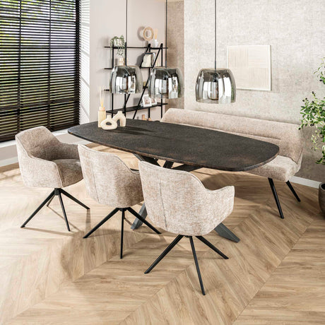Mesa de comedor Jax Forma ovalada danesa de 215 cm - Gris metálico 