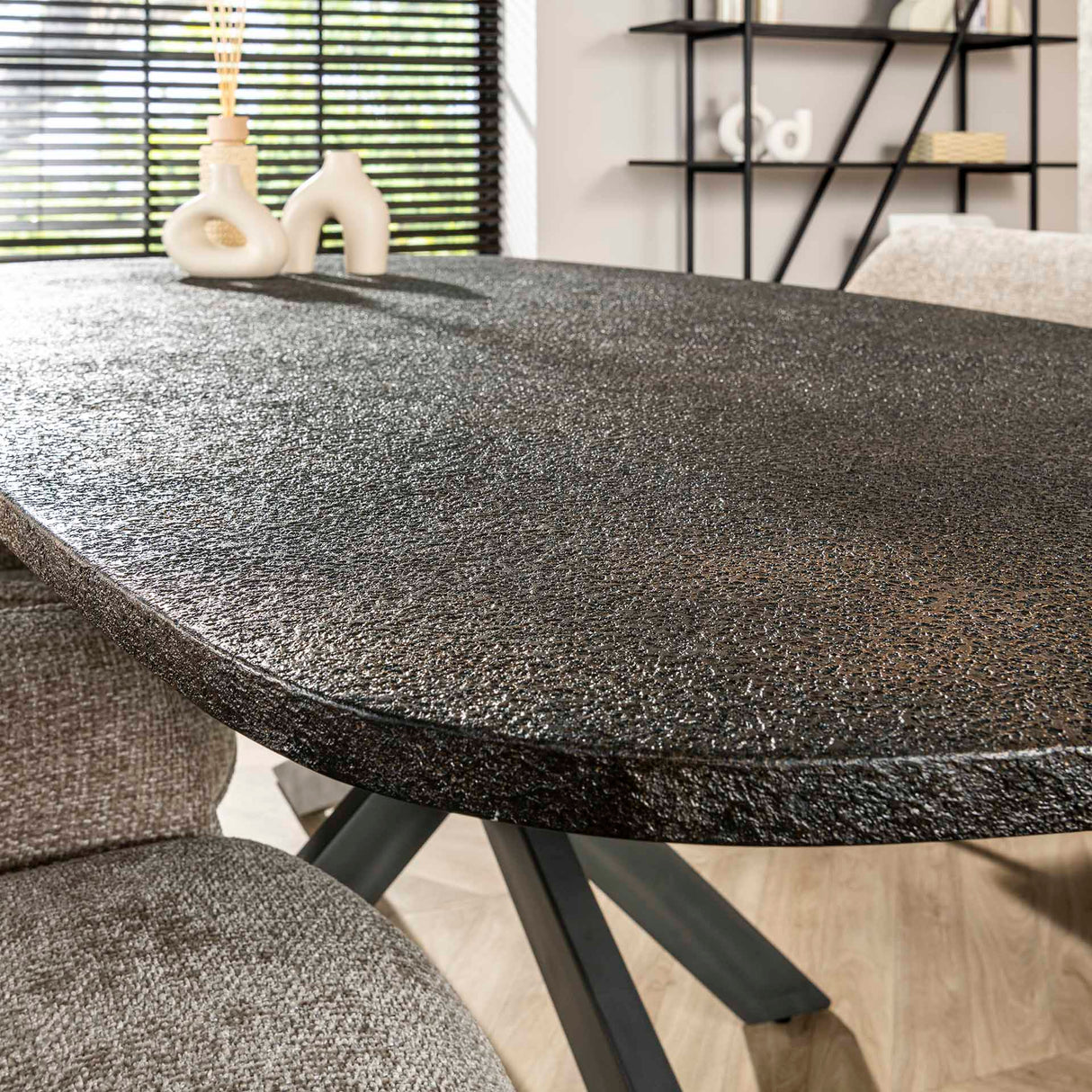 Eettafel Nova Deens Ovaal 215x105 cm - Grijs Metallic