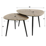 Juego de mesa de café 2 Betty Triangular Metal Gold