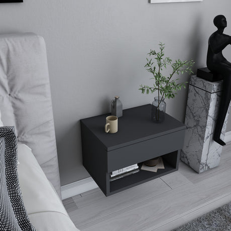 Mesa de noche Jamot Anthracite Melamine 44.6x31.9x31.9 cm