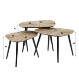 Arno Metal vierhoekige salontafel set van 3 antiek goud