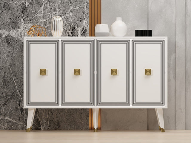 Ansel wandtafel wit met goud 120 cm Wit/goud Melamine gecoat meubelboard