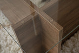 Salontafels - Rechthoekige Moderne Salontafel Vetroni Walnoot Look - Glas - 105x65 cm - Dimehouse