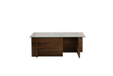 Salontafels - Rechthoekige Moderne Salontafel Vetroni Walnoot Look - Glas - 105x65 cm - Dimehouse