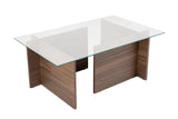 Salontafels - Rechthoekige Moderne Salontafel Vetroni Walnoot Look - Glas - 105x65 cm - Dimehouse