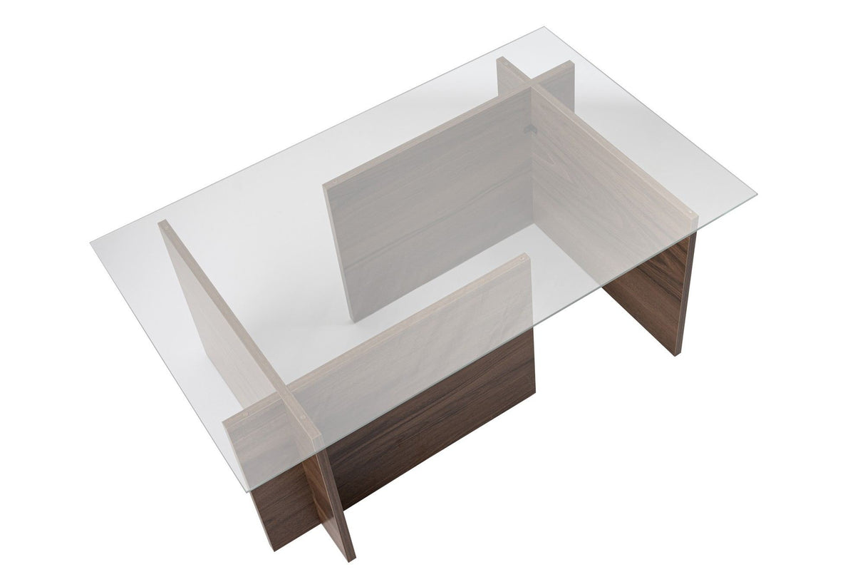 Salontafels - Rechthoekige Moderne Salontafel Vetroni Walnoot Look - Glas - 105x65 cm - Dimehouse