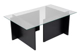 Salontafels - Rechthoekige Moderne Salontafel Vetroni Zwart Hout Look - Glas - 105x65 cm - Dimehouse